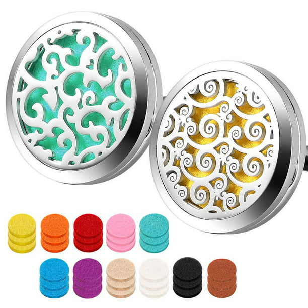Car Essential Oil Diffuser Vent Clip Aromatherapy Stainless Steel Locket 10 Pads